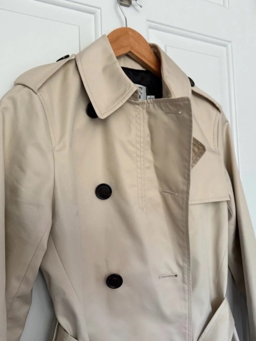 Coach Beige Double-Breasted Trench Coat with Belt - Picture 11 of 11